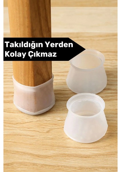Premium Kaydırmaz Çizdirmez Mobilya Masa Sandalye Zemin Koruyucu Silikon Pabuç Ayak Kılıf 32 Adet