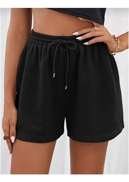 Iki Iplik Düz Oversize Şort - Siyah modelleri