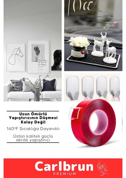 Premium Ekstra Güçlü Çok Amaçlı Çift Taraflı Tamir Mekan Montaj 1,5 mt Silikon Şeffaf Bant 50 Adet