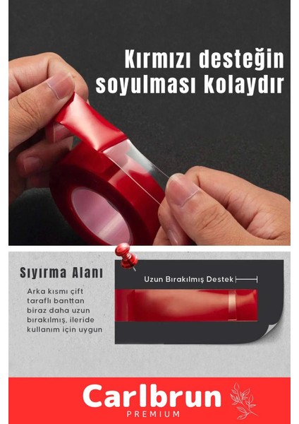 Premium Ekstra Güçlü Çok Amaçlı Çift Taraflı Tamir Mekan Montaj 1,5 mt Silikon Şeffaf Bant 50 Adet