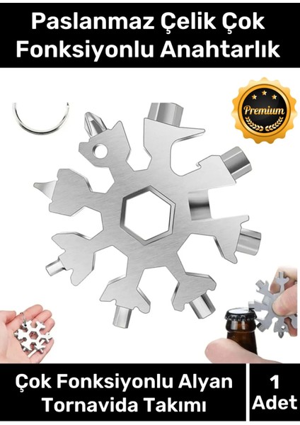 Özel Üretim Paslanmaz Çelik Çok Fonksiyonlu Alyan Tornavida Takımı Anahtarlık Konserve Açıcı