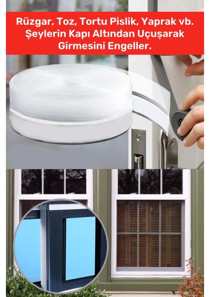 Rüzgar Kesici Ses Böcek Toz Önleyici Yalıtım Kapı Pencere Isı Izolasyon Şeffaf Şerit Bant 5mt 4 Adet modelleri