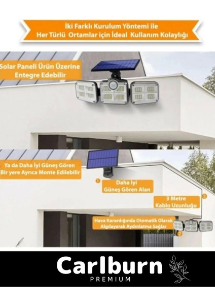 Özel Üretim Su Geçirmez Solar Güneş Enerjili 122 Ledli Hareket Sensörlü Bahçe Sokak 3 Modlu indirimleri