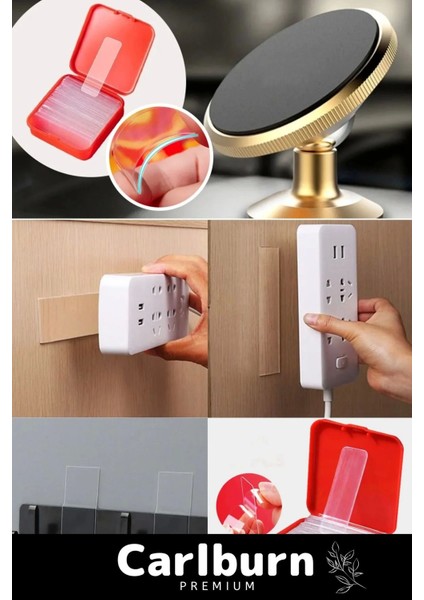 Özel Güçlü Yapışkan Kolay Çıkarılabilir Çok Amaçlı 60 Parça Çift Taraflı Şeffaf Bant 2 Adet modelleri