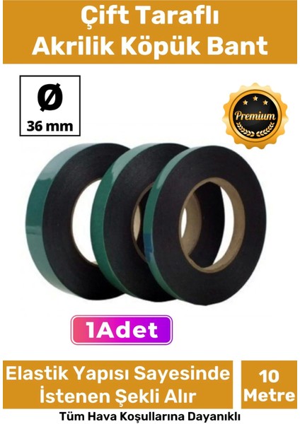 Güçlü Iz Bırakmayan Elastik Yapılı Çift Taraflı 36MM - 10 Metre Akrilik Köpük Bant - 1 Adet