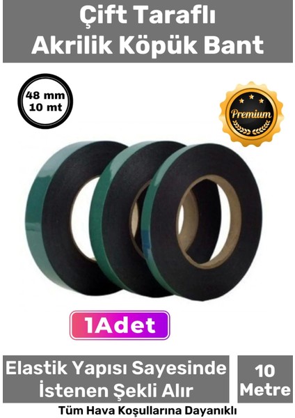 Güçlü Iz Bırakmayan Elastik Yapılı Çift Taraflı 48MM - 10 Metre Akrilik Köpük Bant - 1 Adet