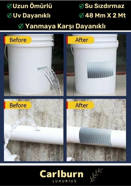 Güçlü Su Geçirmez Sızdırmaz Mavi Renk Çok Amaçlı Tamir ve Izolasyon Bandı 48MM x 10M - 1 Adet