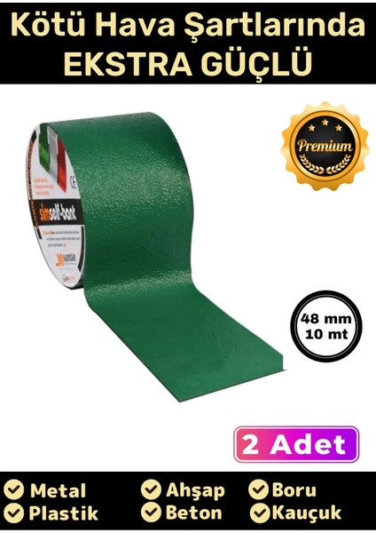 Güçlü Su Geçirmez Sızdırmaz Yeşil Renk Çok Amaçlı Tamir ve Izolasyon Bandı 48MM x 10M - 2 Adet