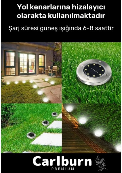 Özel Su Geçirmez Dayanıklı 8 Ledli Solar Güneş Enerjili Işık Bahçe Dekor Aydınlatma Lambası - 8 Adet modelleri