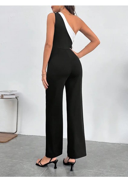 Kadınçift Renkli Tek Omuz Detay Ithal Krep Tulum (Kemersiz) fiyatları