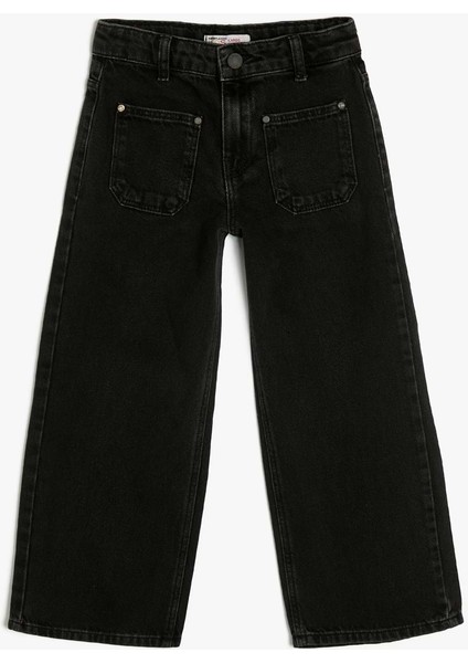Kız Çocuk Giyim Kot Pantolon - Koton - 4SKG40080AD - Siyah - 7-8 Yaş