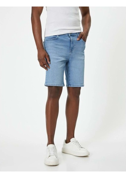 Erkek Giyim Bermuda Slim Fit Şort - Koton - 4SAM40311ND - Açık Indigo - 29