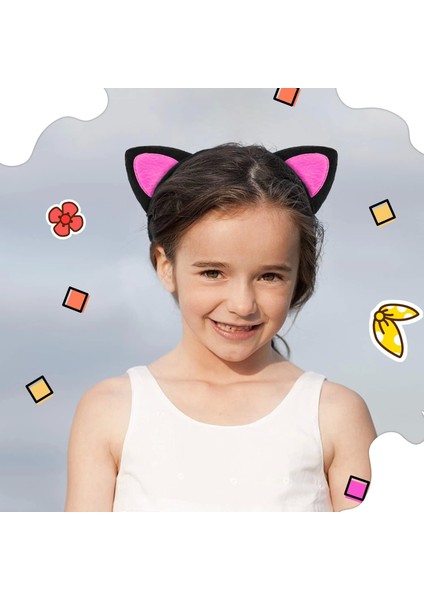Sevimli Kedi Kulak Pofuduk Kedi Taç Siyah Içi Şeker Pembe Renk 17X15 cm fiyatları