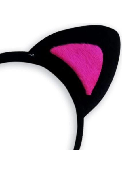 Sevimli Kedi Kulak Pofuduk Kedi Taç Siyah Içi Şeker Pembe Renk 17X15 cm modelleri