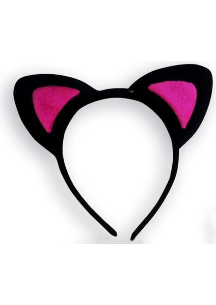 Sevimli Kedi Kulak Pofuduk Kedi Taç Siyah Içi Şeker Pembe Renk 17X15 cm fırsatları