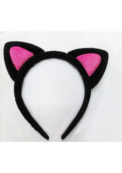 Sevimli Kedi Kulak Pofuduk Kedi Taç Siyah Içi Şeker Pembe Renk 17X15 cm indirimleri