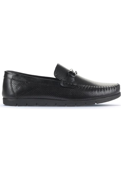 Siyah Deri Erkek Loafer 21MA96