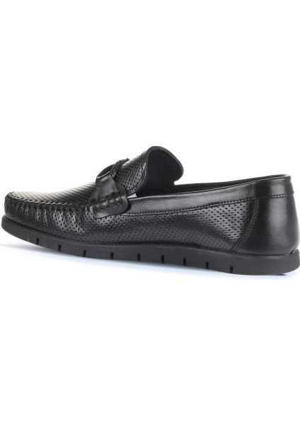 Siyah Deri Erkek Loafer 21MA96 fırsatları