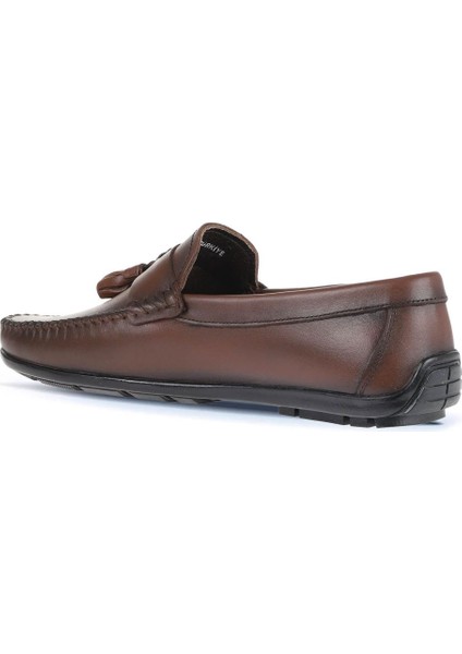 Kahverengi Deri Erkek Loafer 21MA202 fırsatları