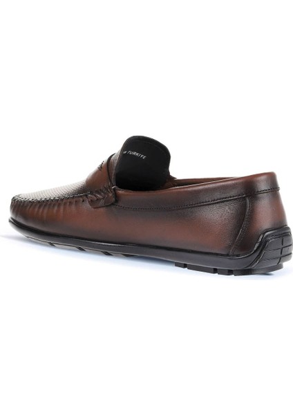 Kahverengi Deri Erkek Loafer 21MA216 fırsatları