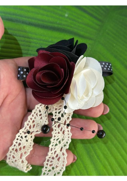 8x7 cm Püsküllü Boncuklu Güllü Tasarım Broş Yaka Iğnesi modelleri