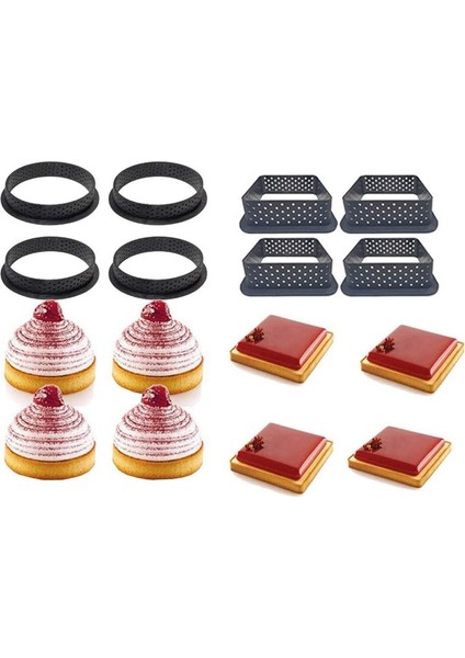 Kek Kalıbı Yüzükler Tart Yüzük Mousse Kek Halkası Süt Bar Kalıp Kek Pişirme Kalıp Aracı Delikli Kesici Halka Yapışmaz 8 Adet (Yurt Dışından)