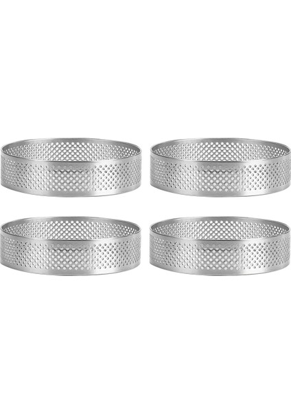4 Paket Paslanmaz Çelik Tart Halkaları 2.4ın, Delikli Kek Mus Halkası, Kek Halkası Kalıbı, Yuvarlak Kek (Yurt Dışından)