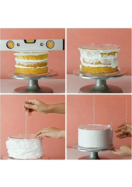 Akrilik Yuvarlak Kek Diski Seti, Kek Diskleri Seti, Tarak Kazıyıcılar, Dübel Çubukları, Buzlanma, 3 Katlı Kekler Için Daha Pürüzsüz (Yurt Dışından) fiyatları