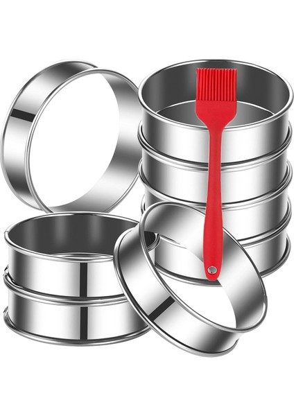 Paket Ingiliz Muffin Halkaları 4 Inç Crumpet Halkaları Paslanmaz Çelik Çift Haddelenmiş Tart Halkaları, Pişirme Pasta Halkası (Yurt Dışından)