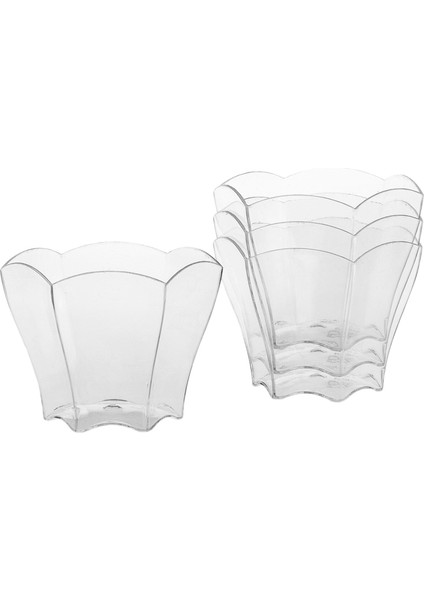 96 Adet Tek Kullanımlık Plastik Tatlı Fincan Kek Fincan Mus Fincan Şeffaf Çiçek Petal Içecek (70 Ml) (Yurt Dışından)