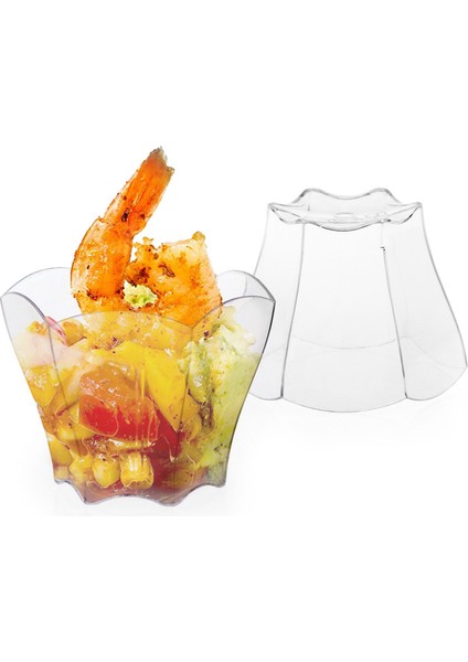 96 Adet Tek Kullanımlık Plastik Tatlı Fincan Kek Fincan Mus Fincan Şeffaf Çiçek Petal Içecek (70 Ml) (Yurt Dışından)