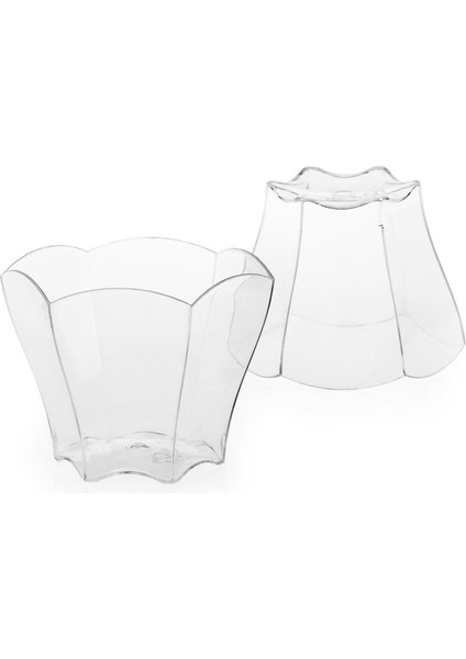 96 Adet Tek Kullanımlık Plastik Tatlı Fincan Kek Fincan Mus Fincan Şeffaf Çiçek Petal Içecek (70 Ml) (Yurt Dışından)
