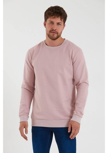 Classics Comfort Fit Uzun Kol Sıfır Yaka Pudra SWEATSHIRT-6368