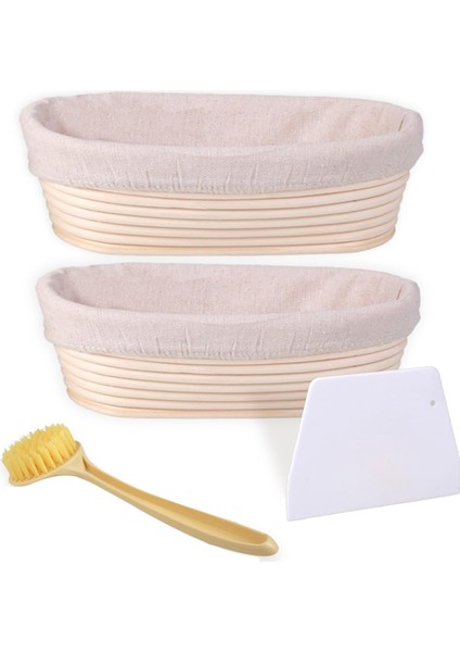 Ekmek Mayalama Sepeti Seti 2, 10 Inç Oval Ekşi Mayalı Ekmek Pişirme Malzemeleri, Ekmek Yapma Seti, Mayalama Sepetleri (Yurt Dışından)