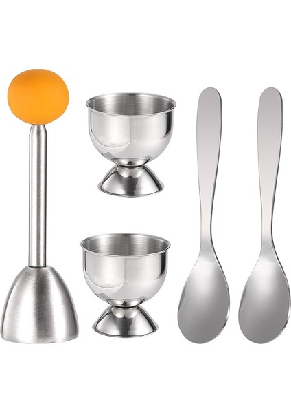 Yumurta Kraker Topper Seti Yumuşak Sert Haşlanmış Yumurta Ayırıcı Aracı 2 Yumurta Kabı, 2 Metal Kaşık ve 1 Yumuşak Haşlanmış Yumurta Kesici Veya Açacağı (Yurt Dışından)