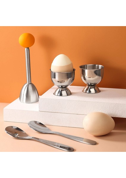 Yumurta Kraker Topper Seti Yumuşak Sert Haşlanmış Yumurta Ayırıcı Aracı 2 Yumurta Kabı, 2 Metal Kaşık ve 1 Yumuşak Haşlanmış Yumurta Kesici Veya Açacağı (Yurt Dışından)