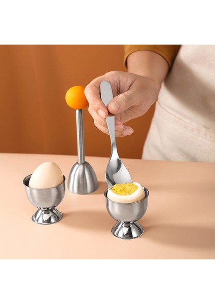 Yumurta Kraker Topper Seti Yumuşak Sert Haşlanmış Yumurta Ayırıcı Aracı 2 Yumurta Kabı, 2 Metal Kaşık ve 1 Yumuşak Haşlanmış Yumurta Kesici Veya Açacağı (Yurt Dışından)