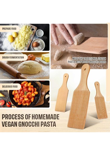 3 Adet Gnocchi Panoları ve Ahşap Tereyağı Kürekler Hamur Açmak Için 9.1 x 2.8 Gnocchi Kürek Makarna Yapma Araçları Rulo (Yurt Dışından)
