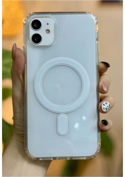 Iphone 11-12-Pro Görünümlü Uyumlu Magsafe Özellikli Darbe Önleyici Şeffaf Silikon Kılıf fırsatları