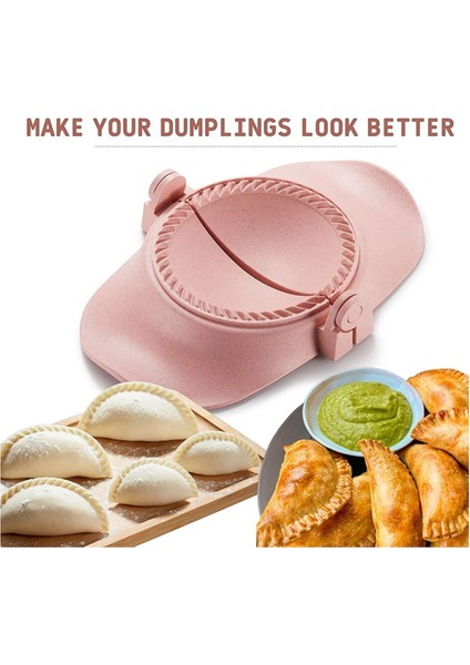 Dumpling Maker, Empanadas Pres Kalıp Makinesi Seti, Hamur Kesici, Dumpling Kalıp Seti ve Pierogi Için Kesici, (Pembe) (Yurt Dışından)