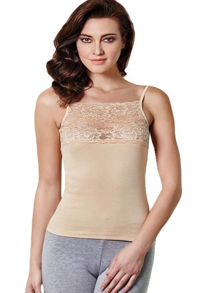 Kadın Ribana Geniş Dantelli Ip Askılı 6 Lı Atlet BERRAK-2118