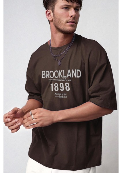 Erkek 1898 Brooklyn Kahverengi Oversize Salas Boyfriend T-Shirt fiyatları