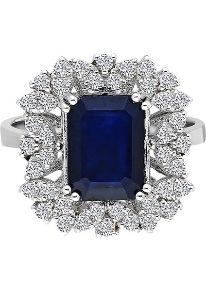 Pırlanta ve Oktagon Kesim Safir Taşlı Yüzük 0423R0168