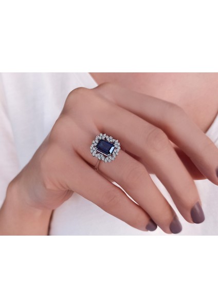 Pırlanta ve Oktagon Kesim Safir Taşlı Yüzük 0423R0168 fırsatları