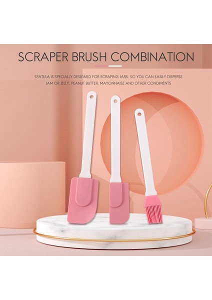 3 Adet Silikon Spatula Buttercream Kek Isıya Dayanıklı Fırça Mutfak Pişirme Pasta Aracı (Yurt Dışından)
