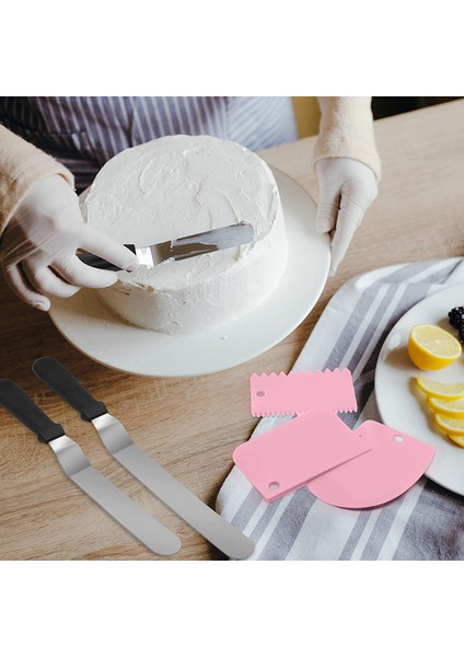Açılı Buzlanma Spatula Seti ve 3 Paket Pasta Kazıyıcıları Daha Pürüzsüz, Paslanmaz Çelik Ofset Spatulalar Kek Sırlama Spatula Pembe (Yurt Dışından) fırsatları