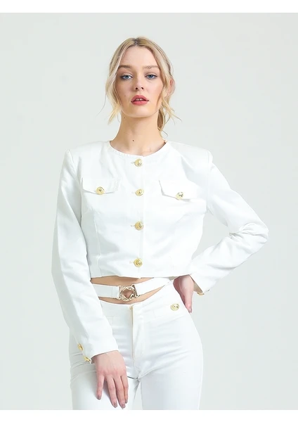 Crop Blazer Ceket, Kadın Takım Elbise Ceketi