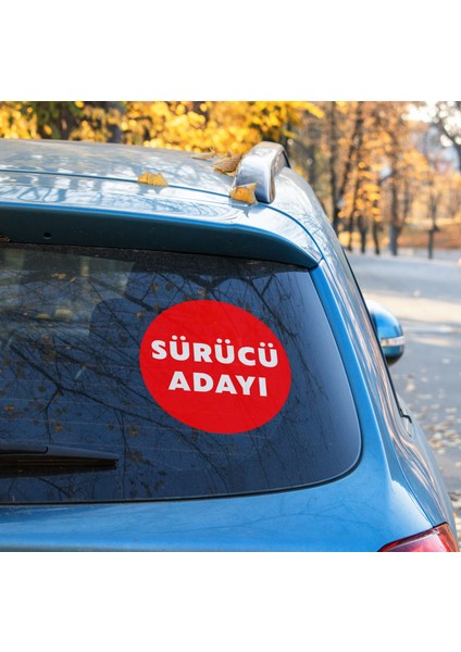 Sürücü Adayı Sticker Etiket 15CM - Kırmızı Renk - (araç camı içerisinden yapıştırılır)