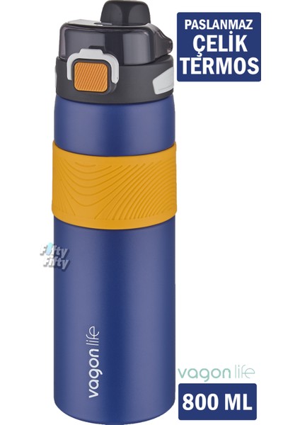 Çelik Termos 800 ml Büyük Boy Tek Kapak Çift Kullanım Pipetli rahat Içim Kaydırmaz