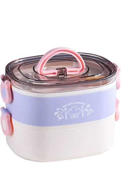 1200 ml Iki Kat Üç Bölme Paslanmaz Çelik Bento Lunch Box Yeni Nesil Sefer TASI-ÇATALLIKAŞIK-FFLBOX50251